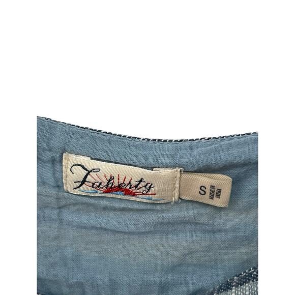 Faherty Dress Hailee Chambray Cotton Huipile Indigo Ombré Stripe Size Small - Picture 7 of 9